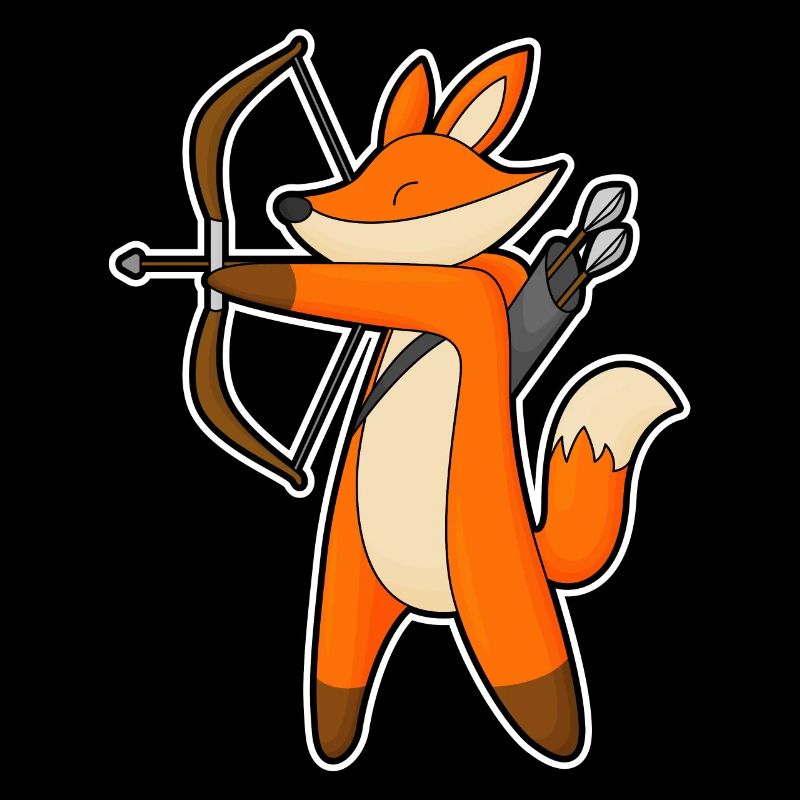 Fuchs als Bogenschütze mit Pfeil & Bogen