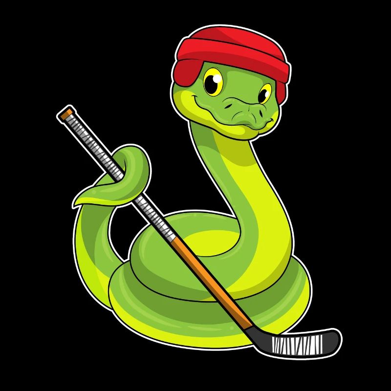 Schlange beim Eishockey mit Eishockeyschläger