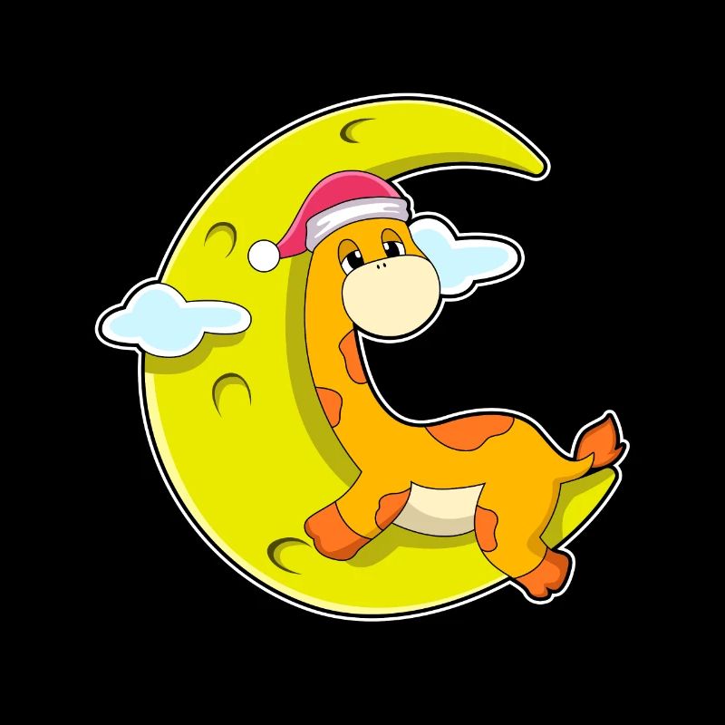 Giraffe sleeping with moon
