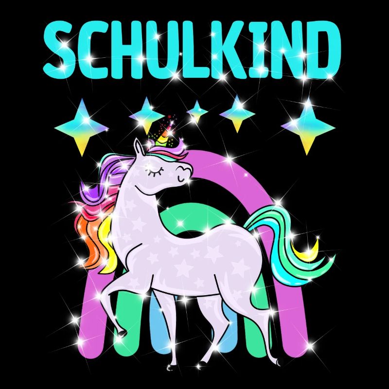 Schulkind Glitzer Einhorn mit Regenbogen