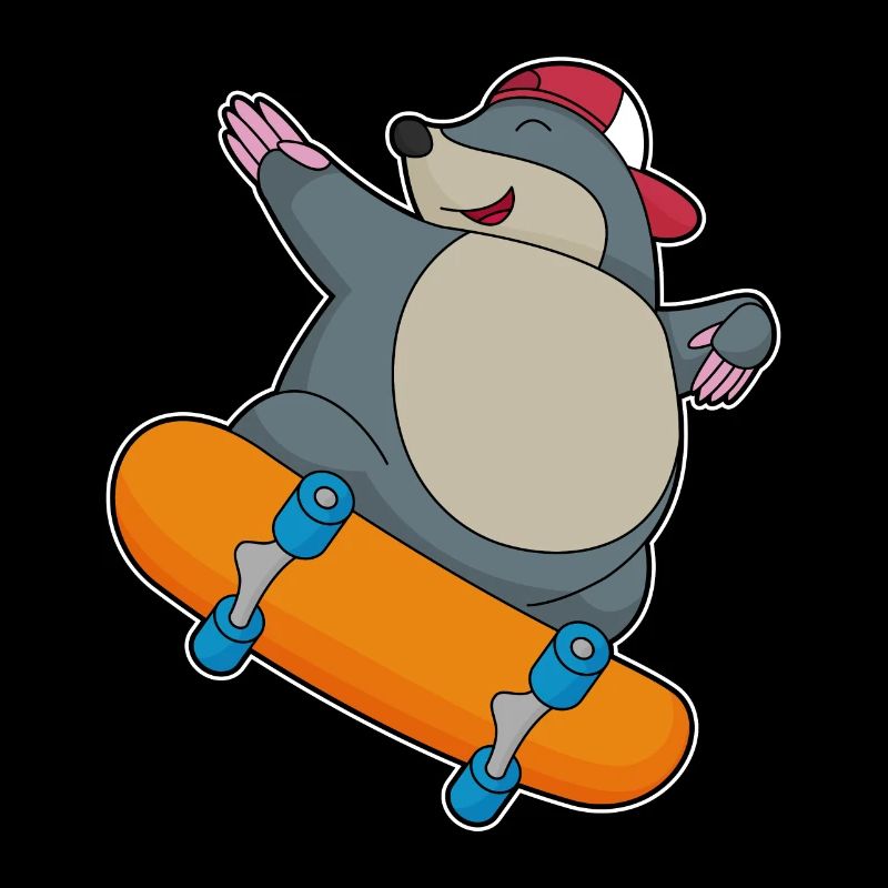 Mole as a skater with skateboard