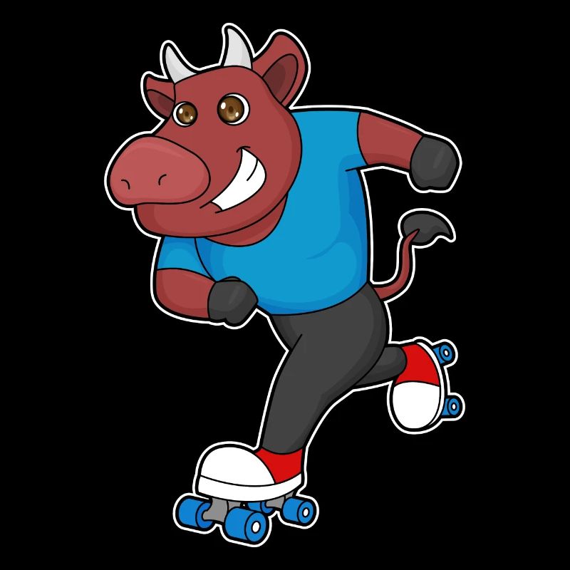 Stier beim Inline skating mit Rollschuhe