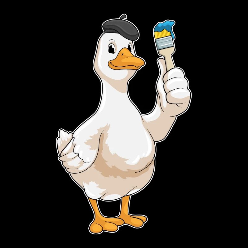 Duck as a painter with brush