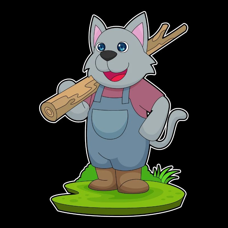 Cat Farmer Tree Trunk