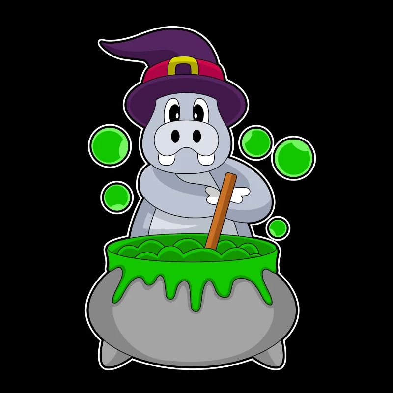 Hippopotamus Halloween Witch Magic Potion