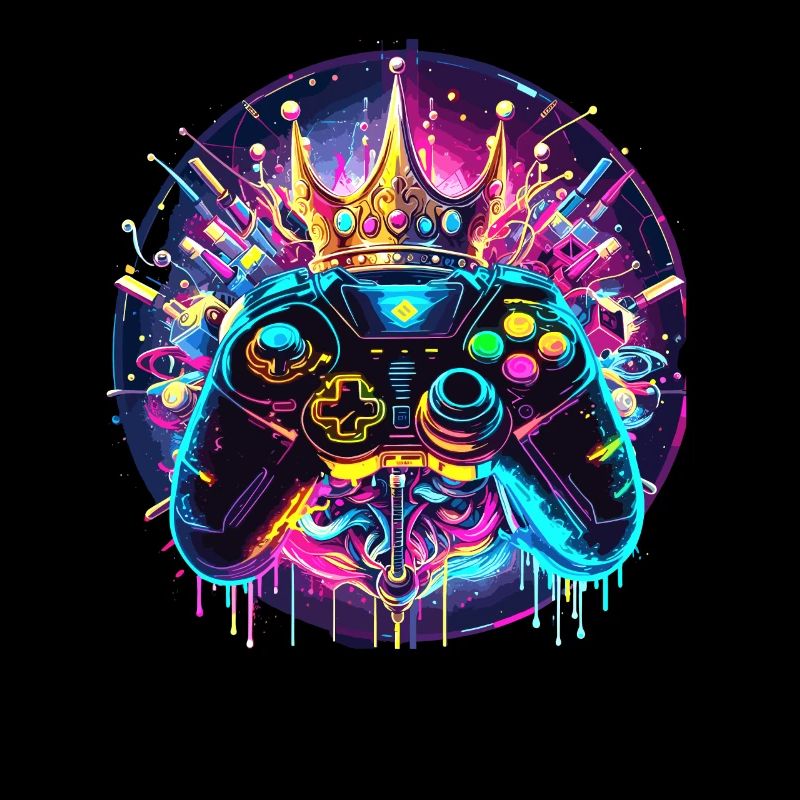 Manette Gamer Synthwave avec couronne