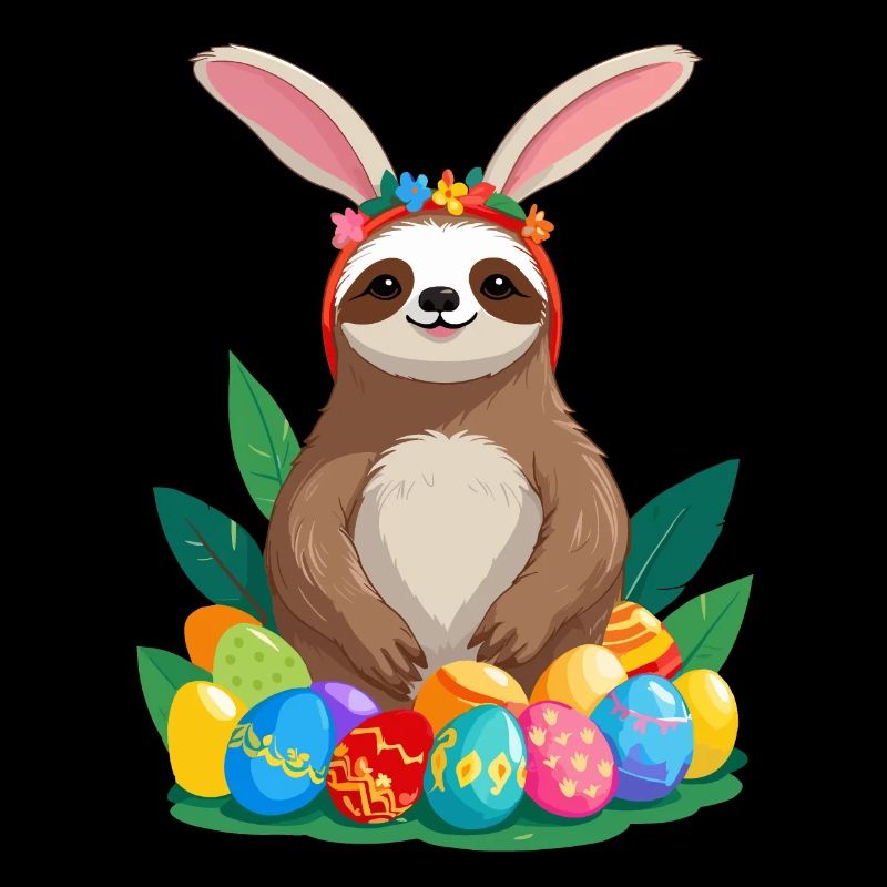 Funny Sloth Easter Bunny Iconic Easter