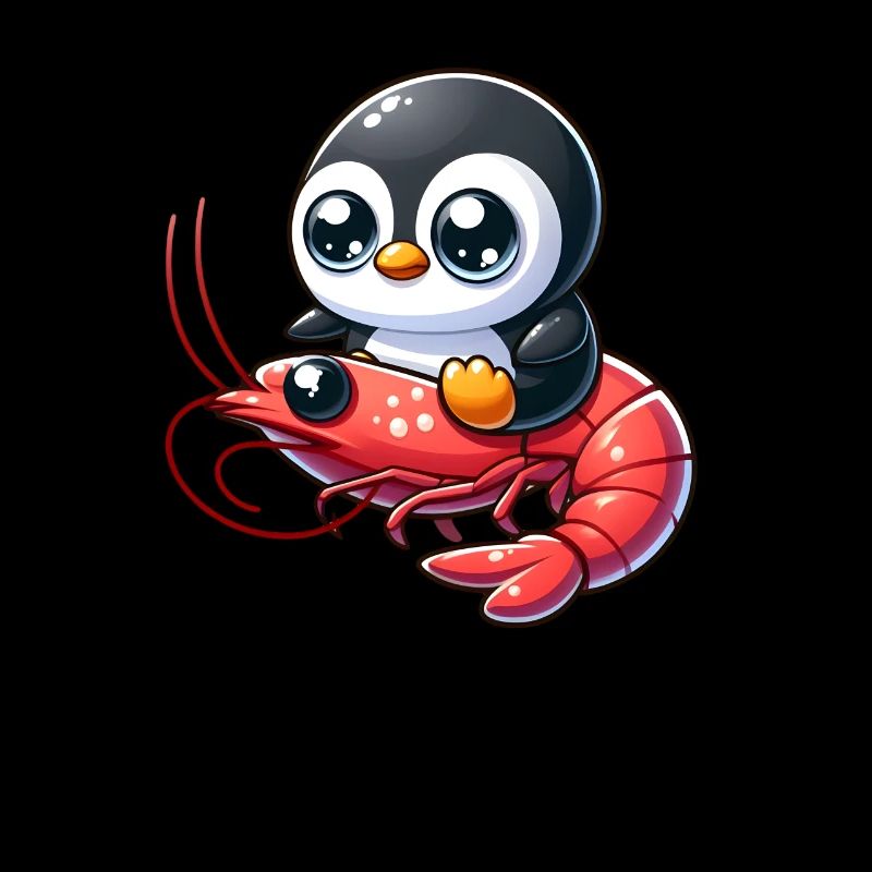 Penguin Rides Shrimp