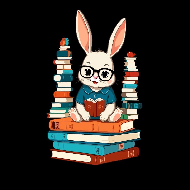 Lapin de lecture Passionné de livres