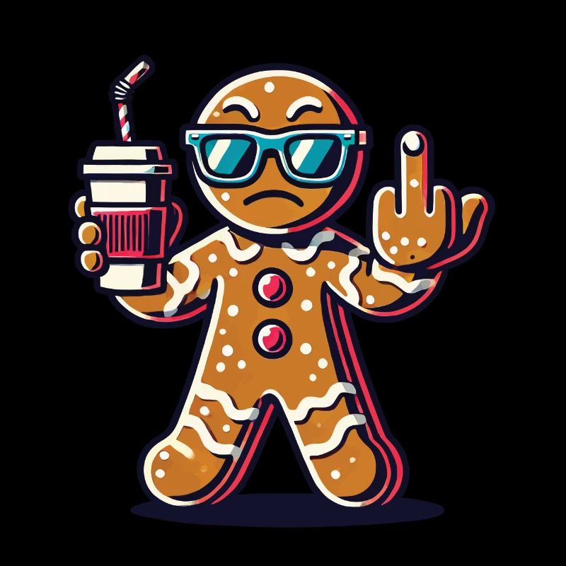 Christmas gingerbread man with middle finger