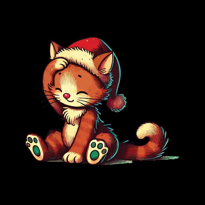 Chat mignon Noël look rétro