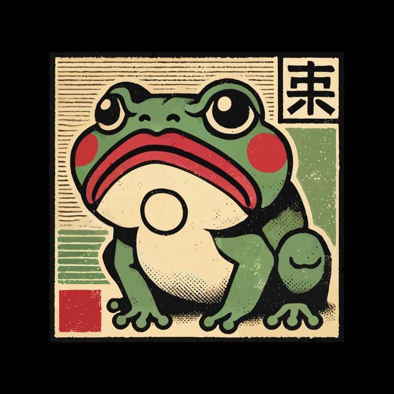 Funny Japanese ukiyo-e meme frog