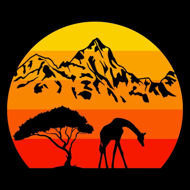 African Animal Tree Gift Retro Giraffe