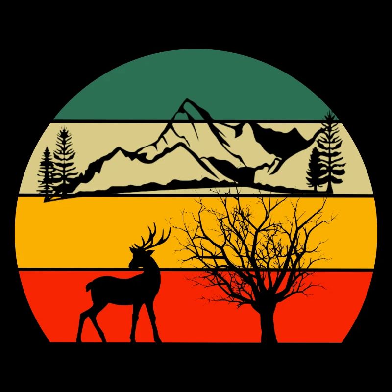 Forest Animal Lovers Deer Retro Tree Nature