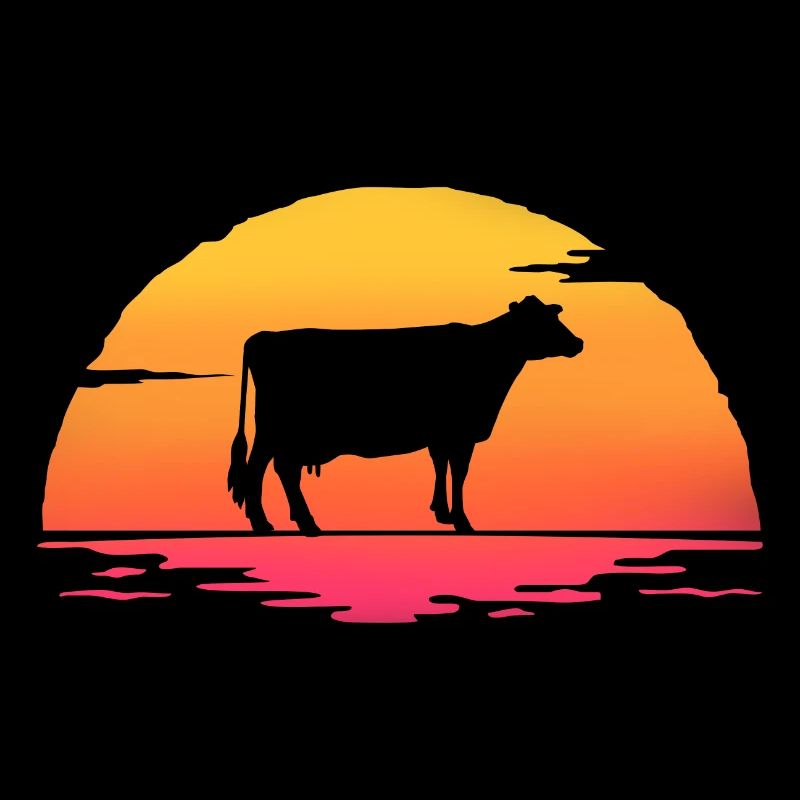cows sunrise retro cow