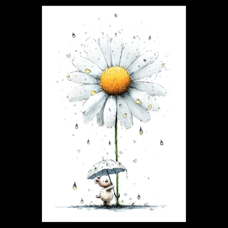 Gänseblümchen Bär mit Regenschirm