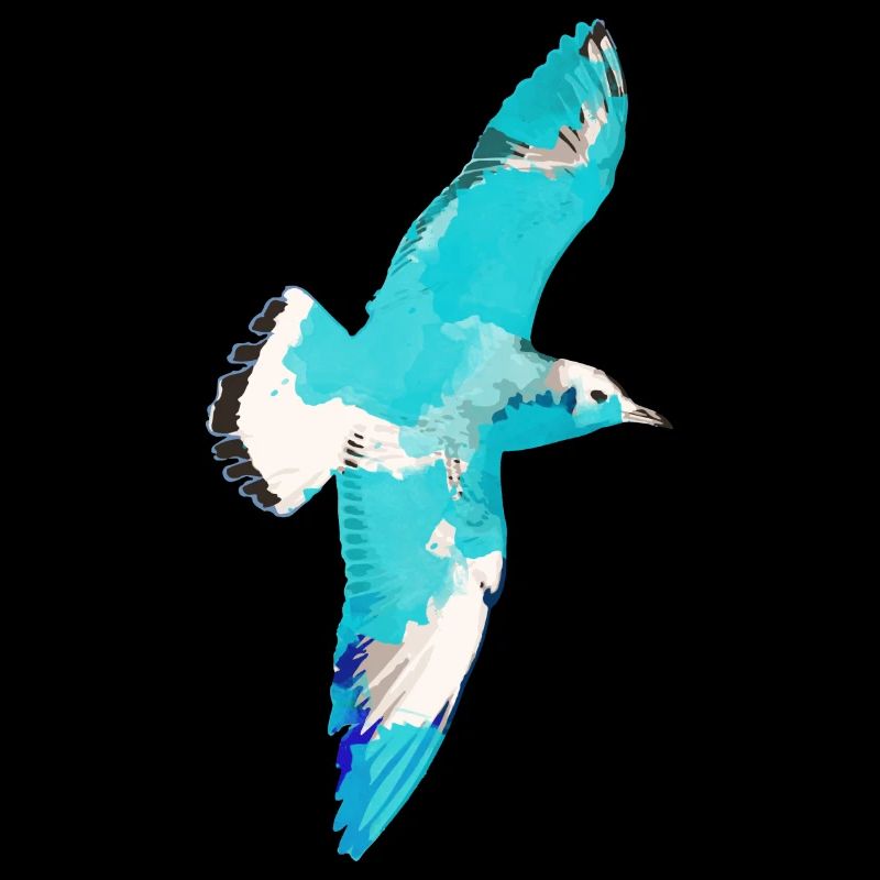 Mouette, illustration, vol, oiseaux, bleu, graffiti