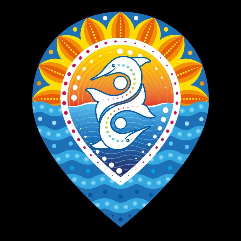 Pinpoint sunset sun waves dolphins