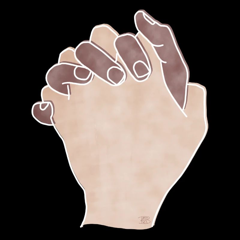 "Together Forever", Boho Line Art Design, "Hands"