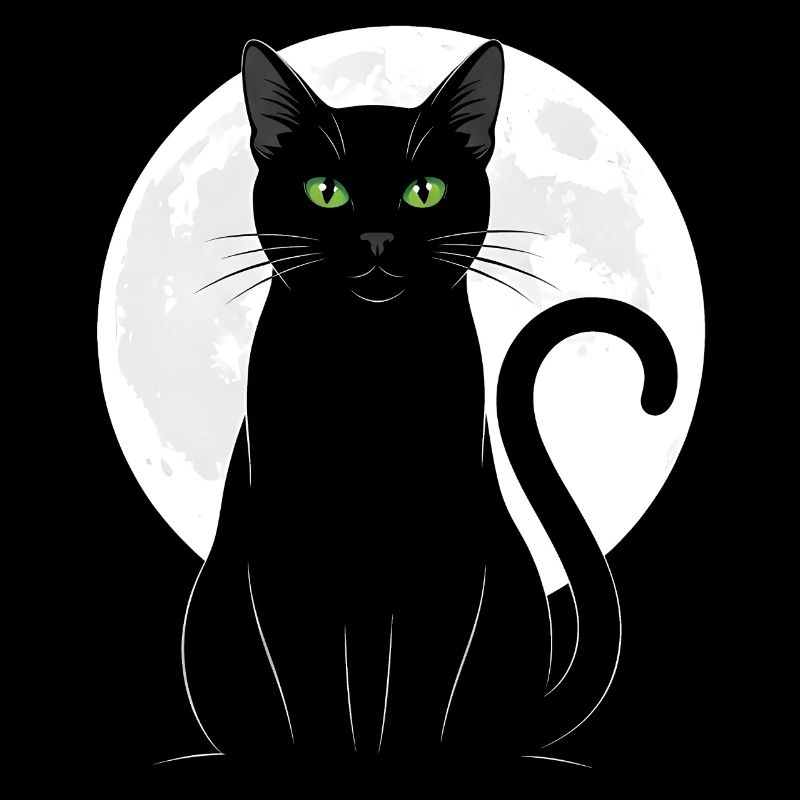 Black cat under the full moon