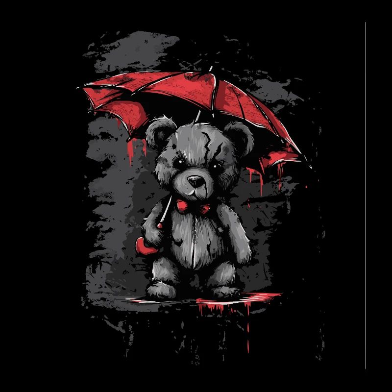 Niedlicher Teddybär mit Regenschirm