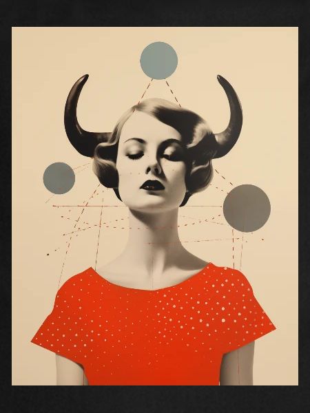Taureau collage art astrologie