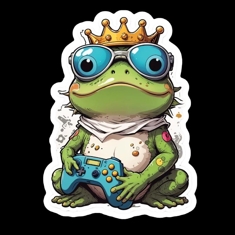 Retro Gamer Frosch mit Controller Konsolenspiele