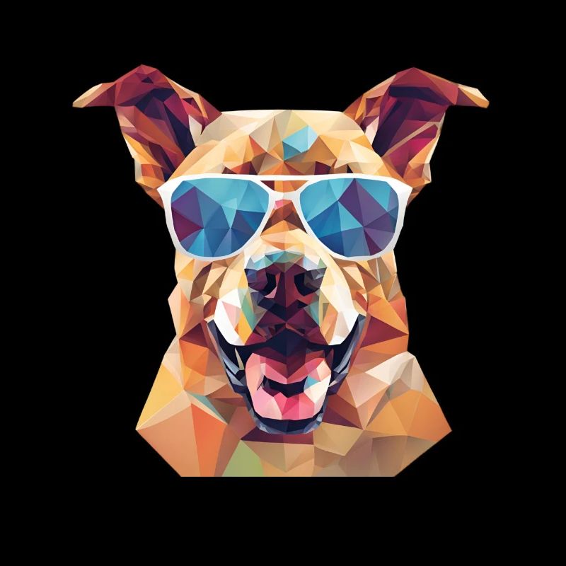Cooler Polygon Hund mit Sonnenbrille | Bunte Kunst