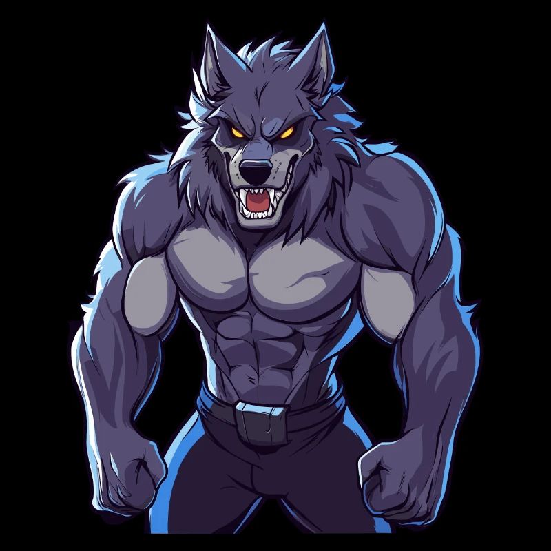 Wilde, muskulöse Werwolf-Illustrationskunst