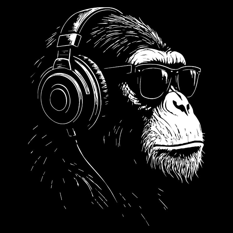 Kopfhörer Monkey mit Sonnenbrille