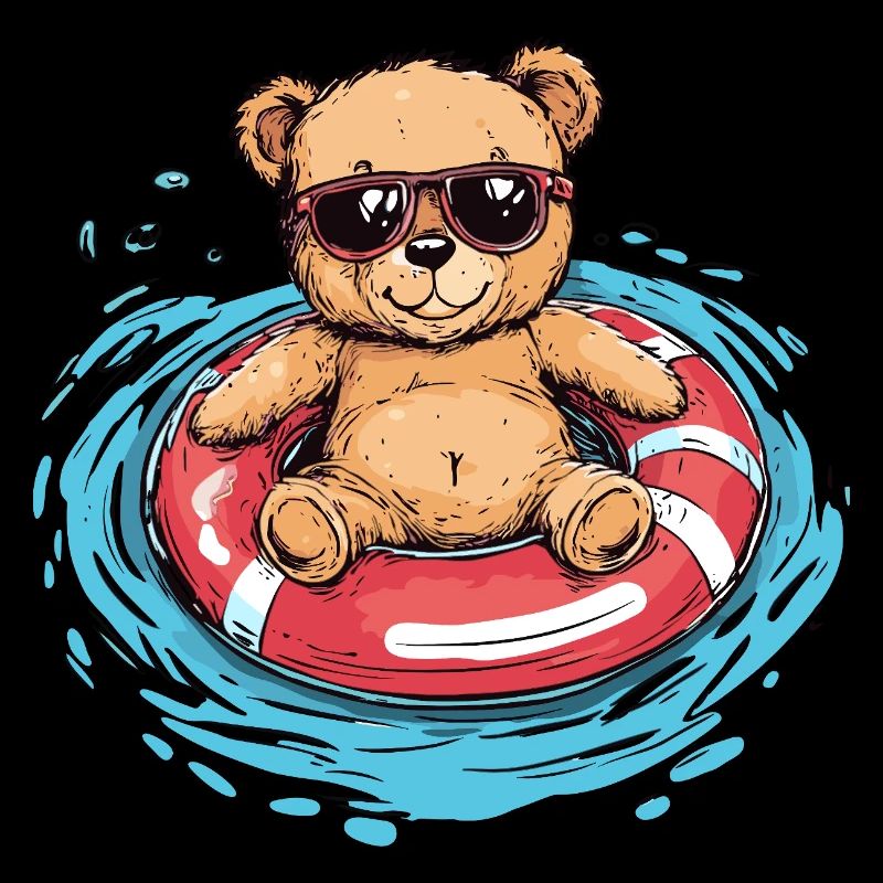 Ours avec des lunettes de soleil dans l’eau