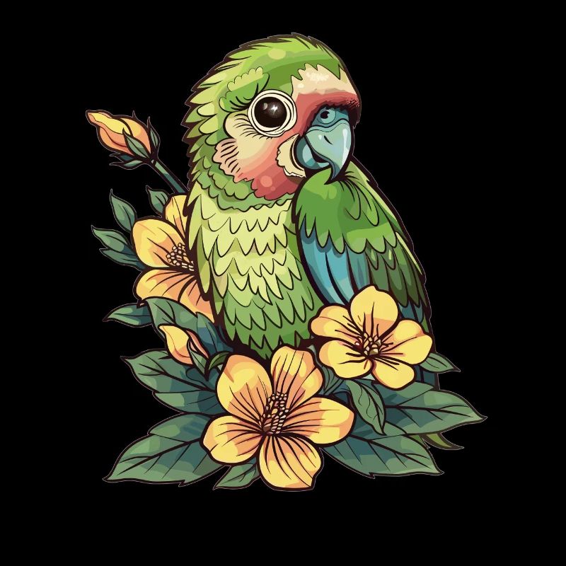 Perroquet à fleurs