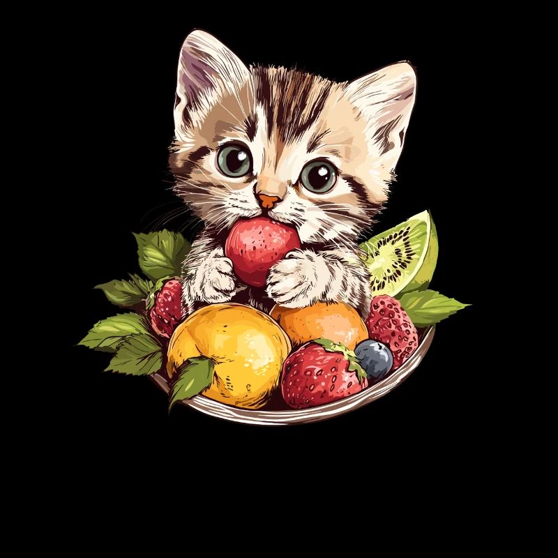 Cat with fruit bowl