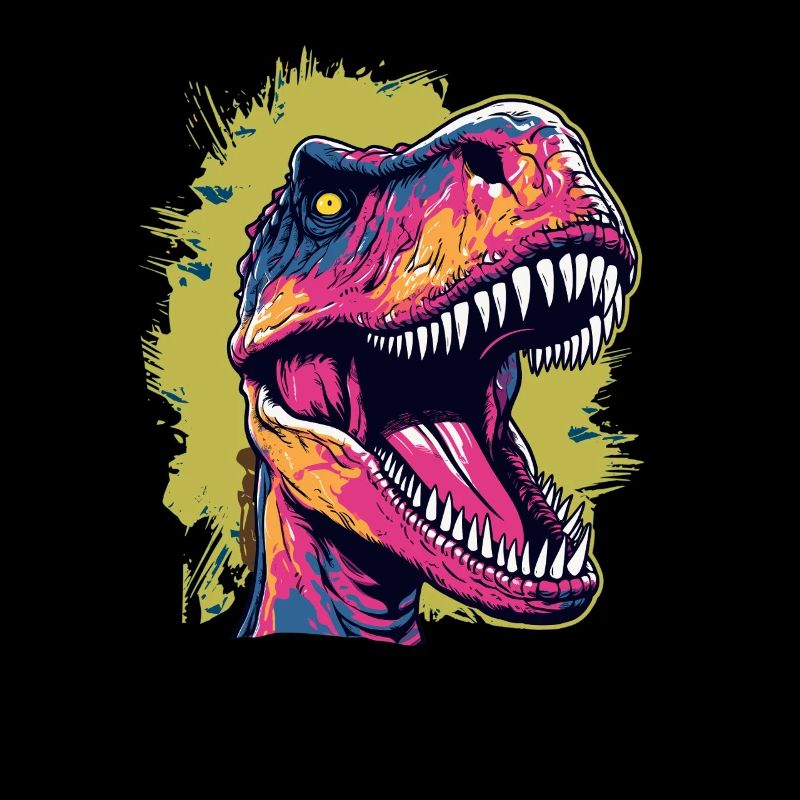 Colorful T-Rex with roar