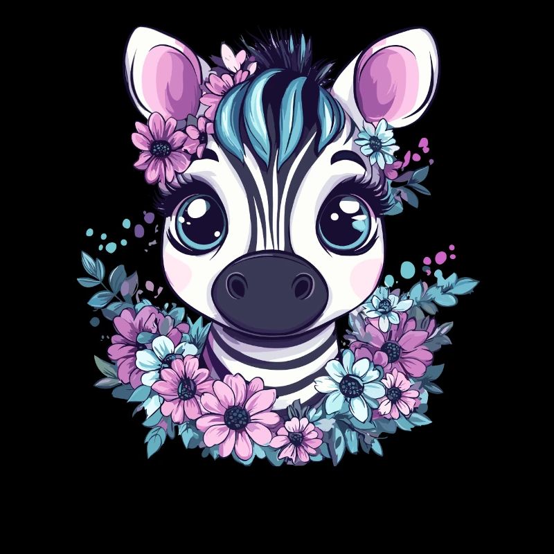Visage de zèbre avec des fleurs