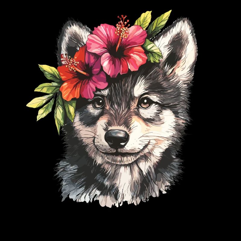 Husky à l’hibiscus