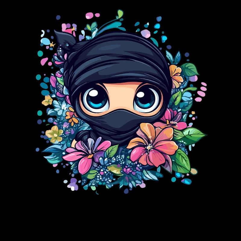 Ninja avec couronne de fleurs