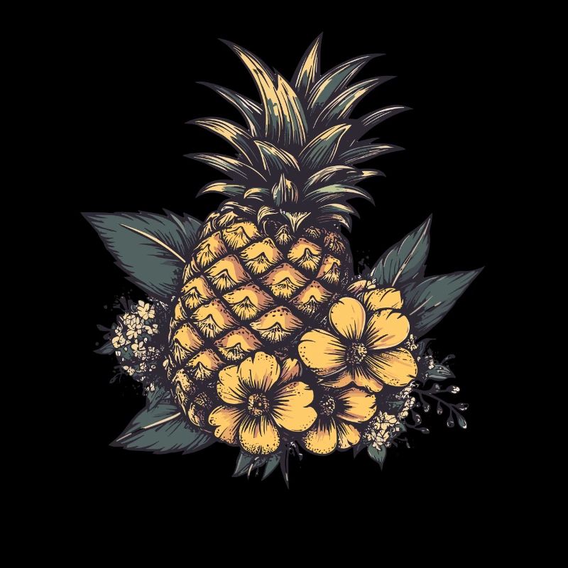 Vintage pineapple with flowers