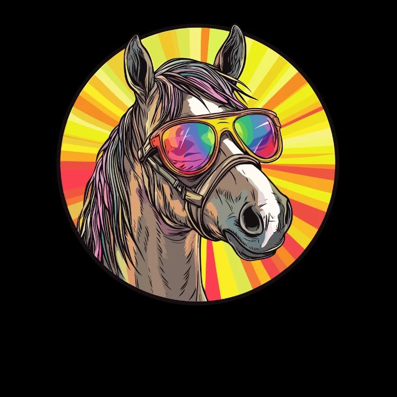 Cheval avec lunettes de soleil