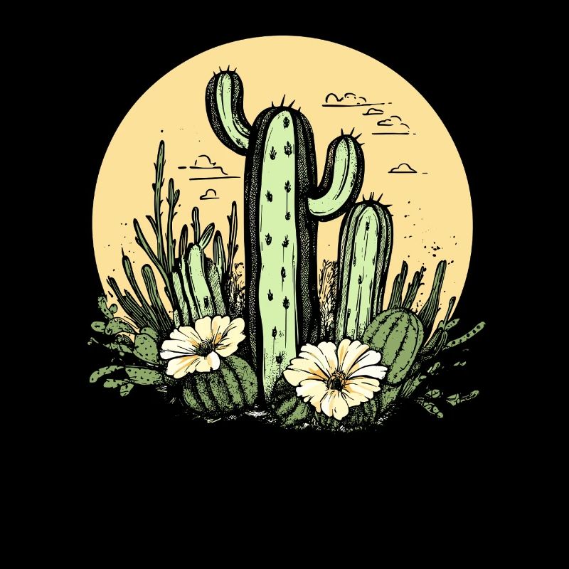Cactus with flower moon