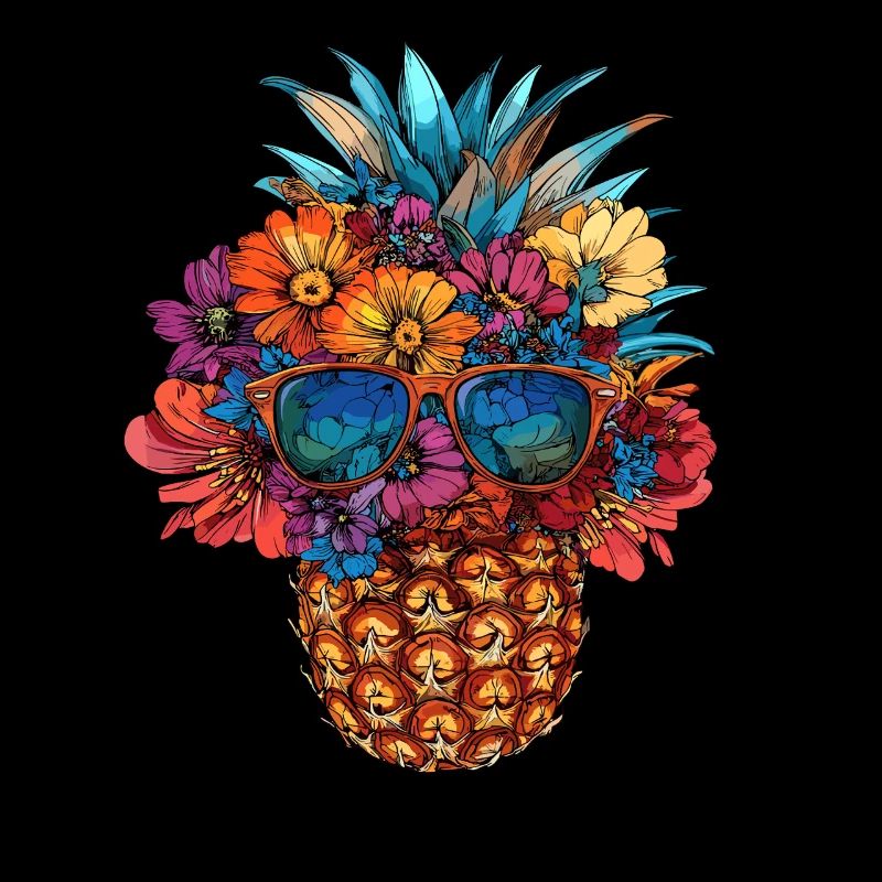 Ananas mit Blumenschmuck