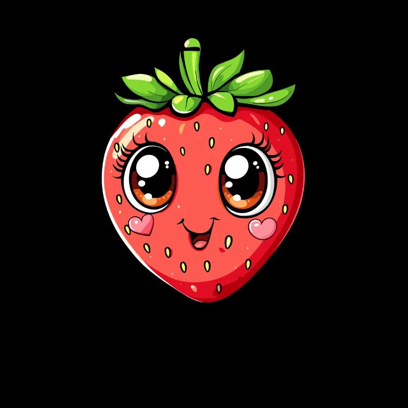 Fraise heureuse avec des cœurs
