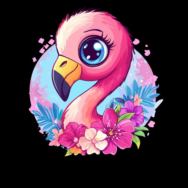 Flamingo with flower magic