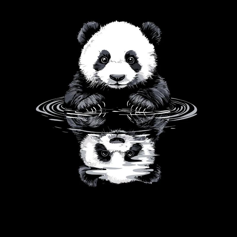 Panda avec reflet de l’eau