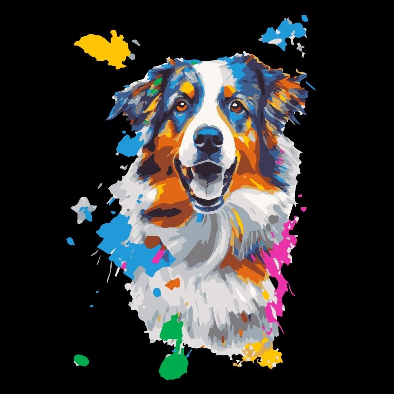Portrait de chien dans un flot coloré de couleurs
