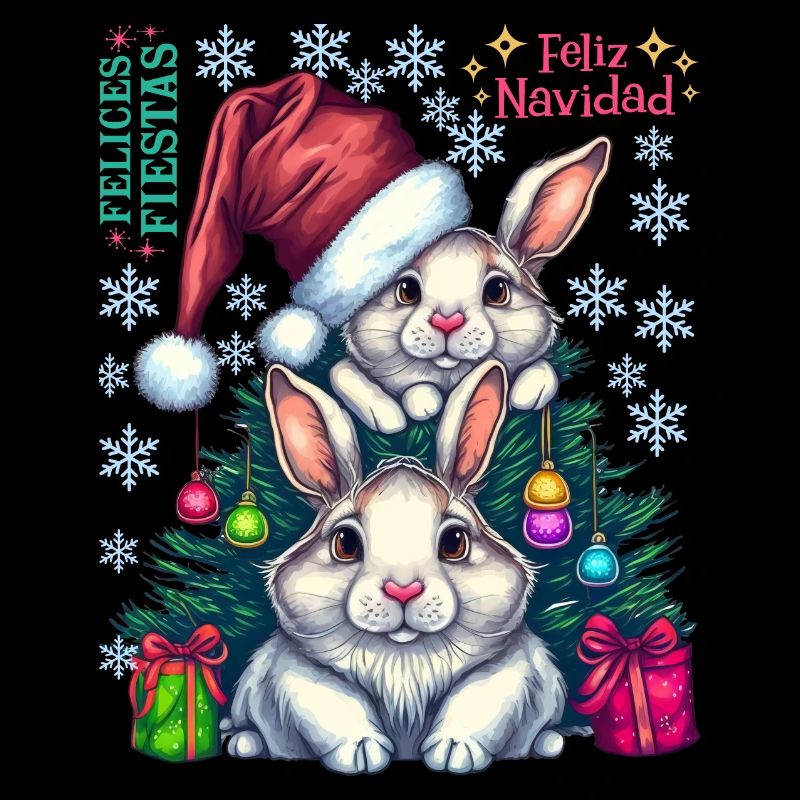 Festive Easter Bunnies with Christmas Hat