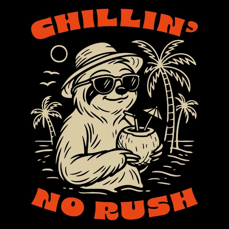 Chillin' Sloth Summer Vibe- No Rush Just Relax
