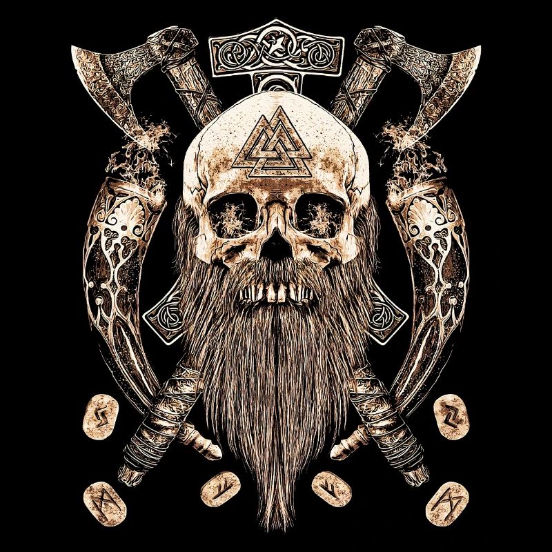 Valhalla Siegel Wikinger Schädel Skelett Goth