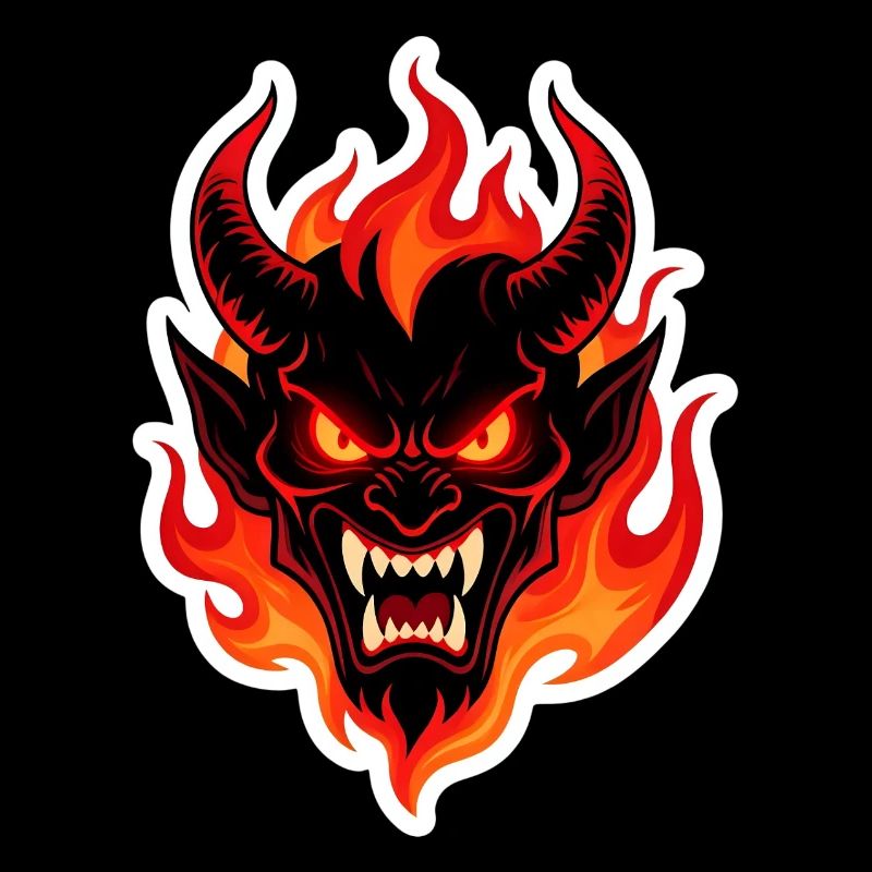 Feuriger Dämonenkopf