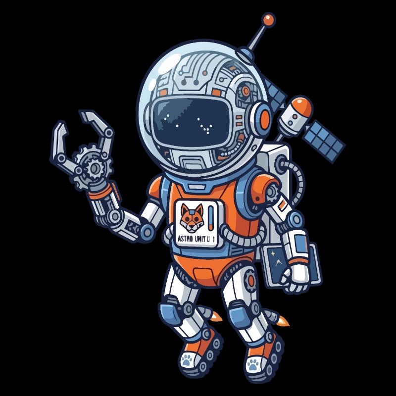 Robot astronaute en combinaison bleue orange